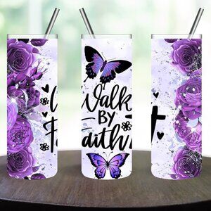 Walk by Faith Stainless Steel 20oz Skinny Tumbler